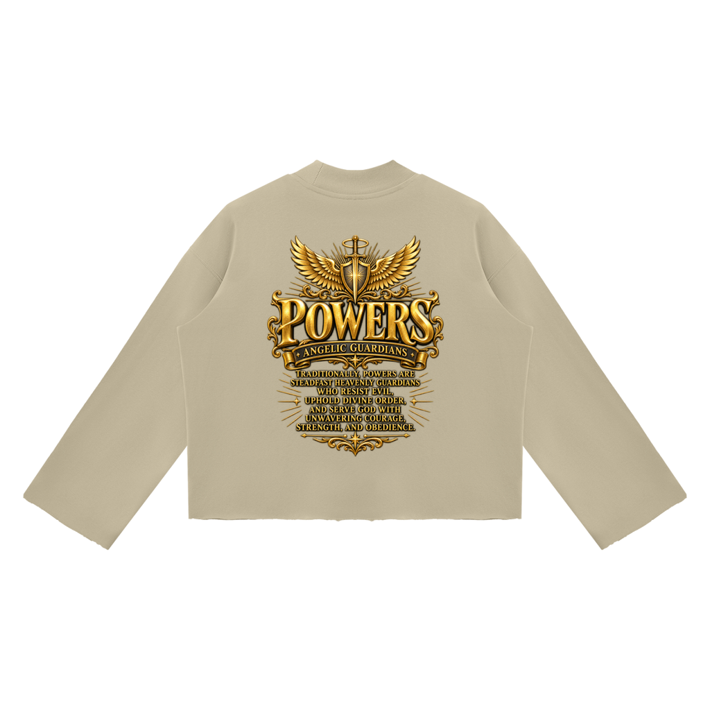 Jubilore "Powers" Unisex Mock Neck Raw Edge Boxy Sweatshirt