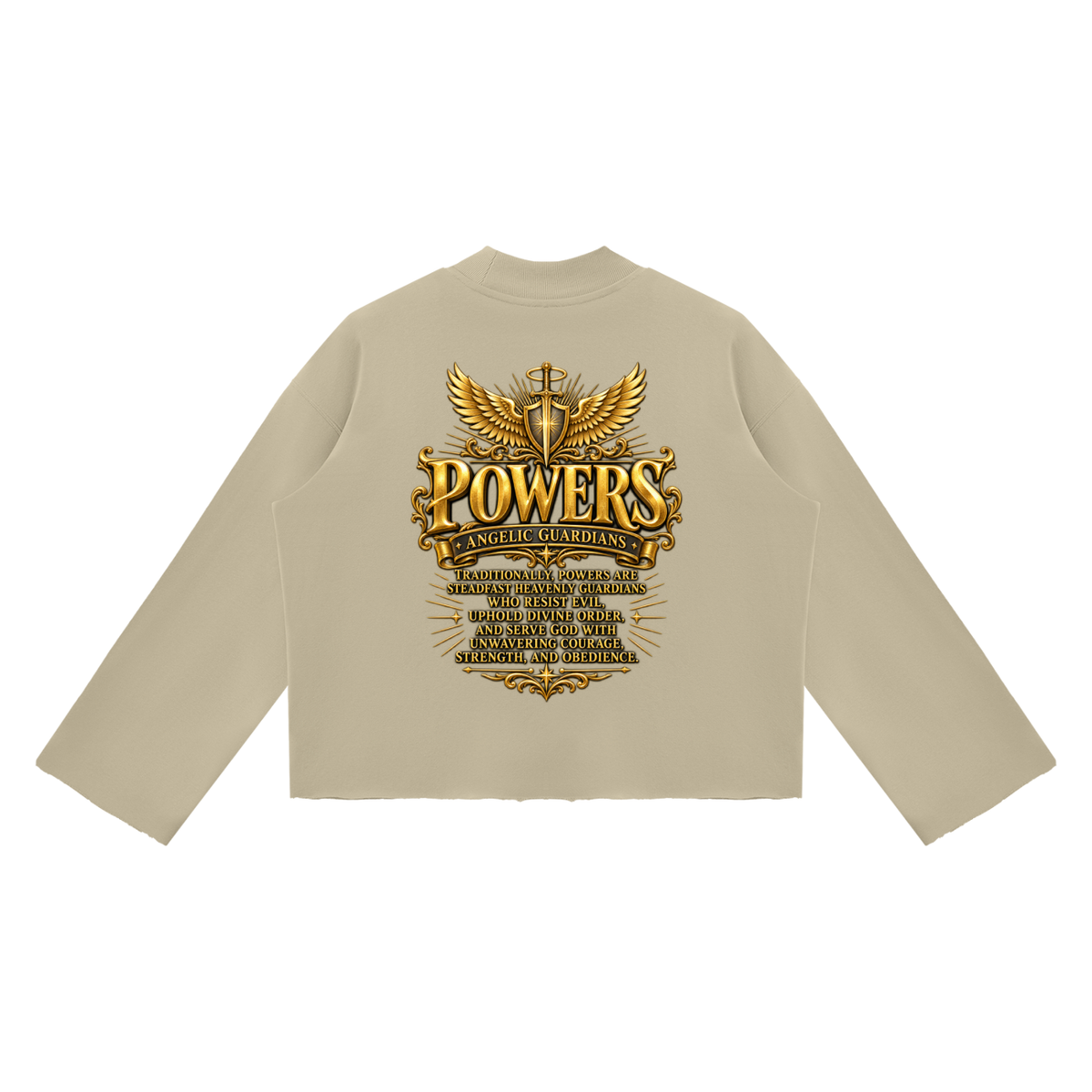 Jubilore "Powers" Unisex Mock Neck Raw Edge Boxy Sweatshirt