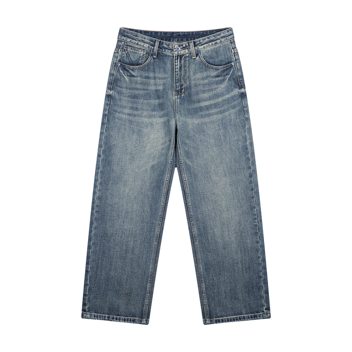Jubilore Men's Vintage Wash Straight Leg Denim Jeans