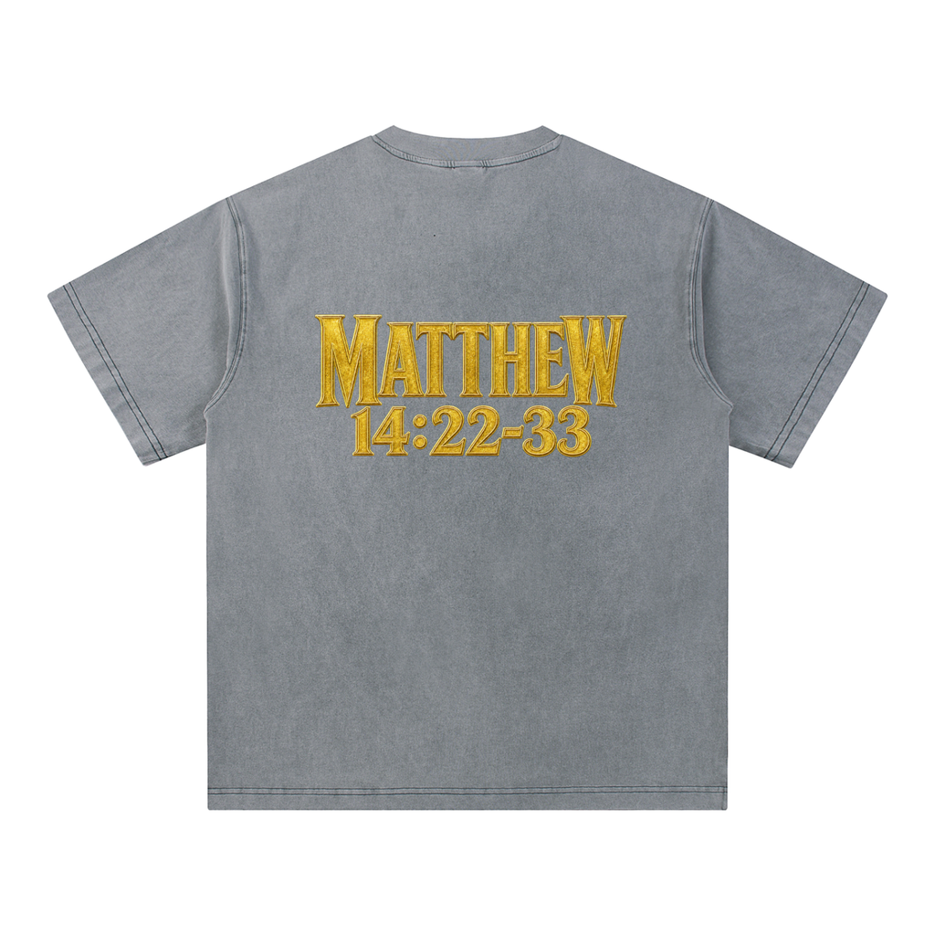 Jubilore "Jesus Walks On Water" Snow Washed V-Neck Cotton T-Shirt