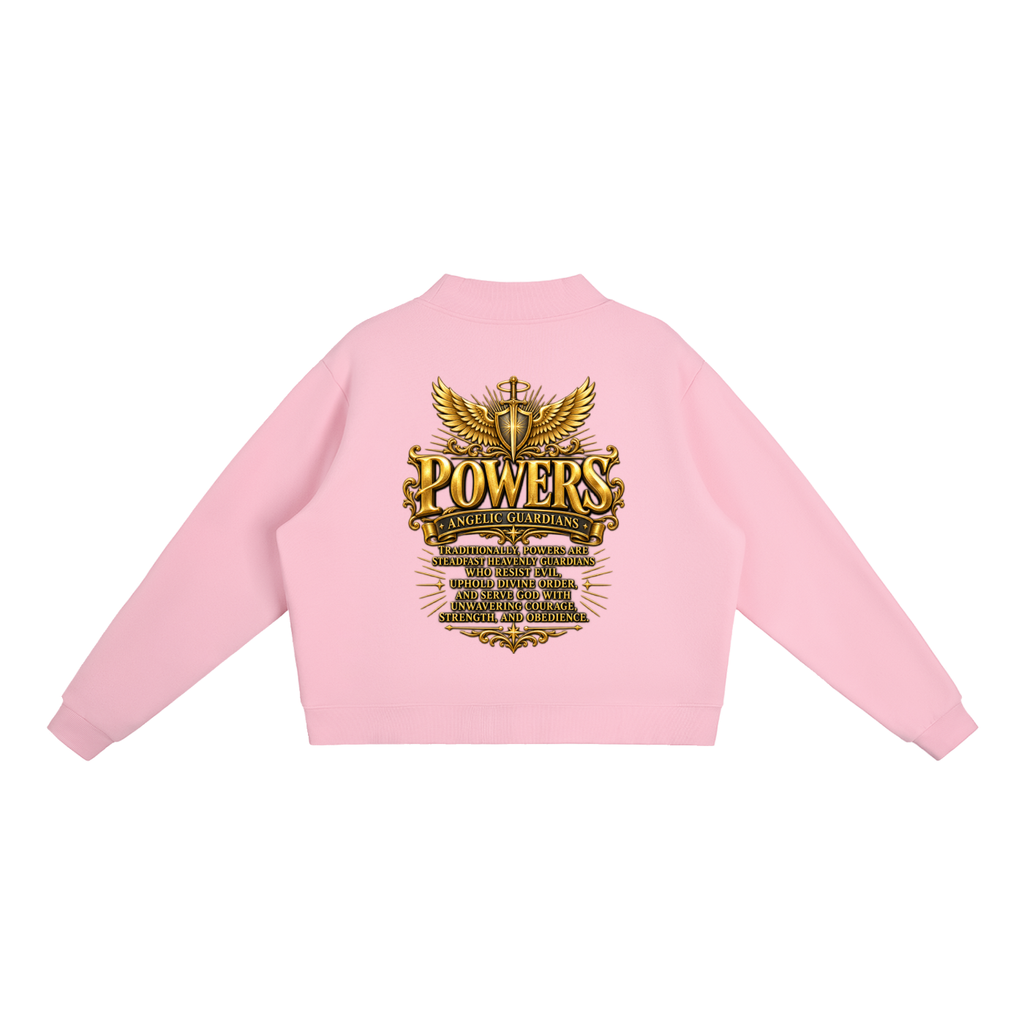 Jubiloré "Powers" Essential Fleece Mock-Neck Crew Sweatshirt