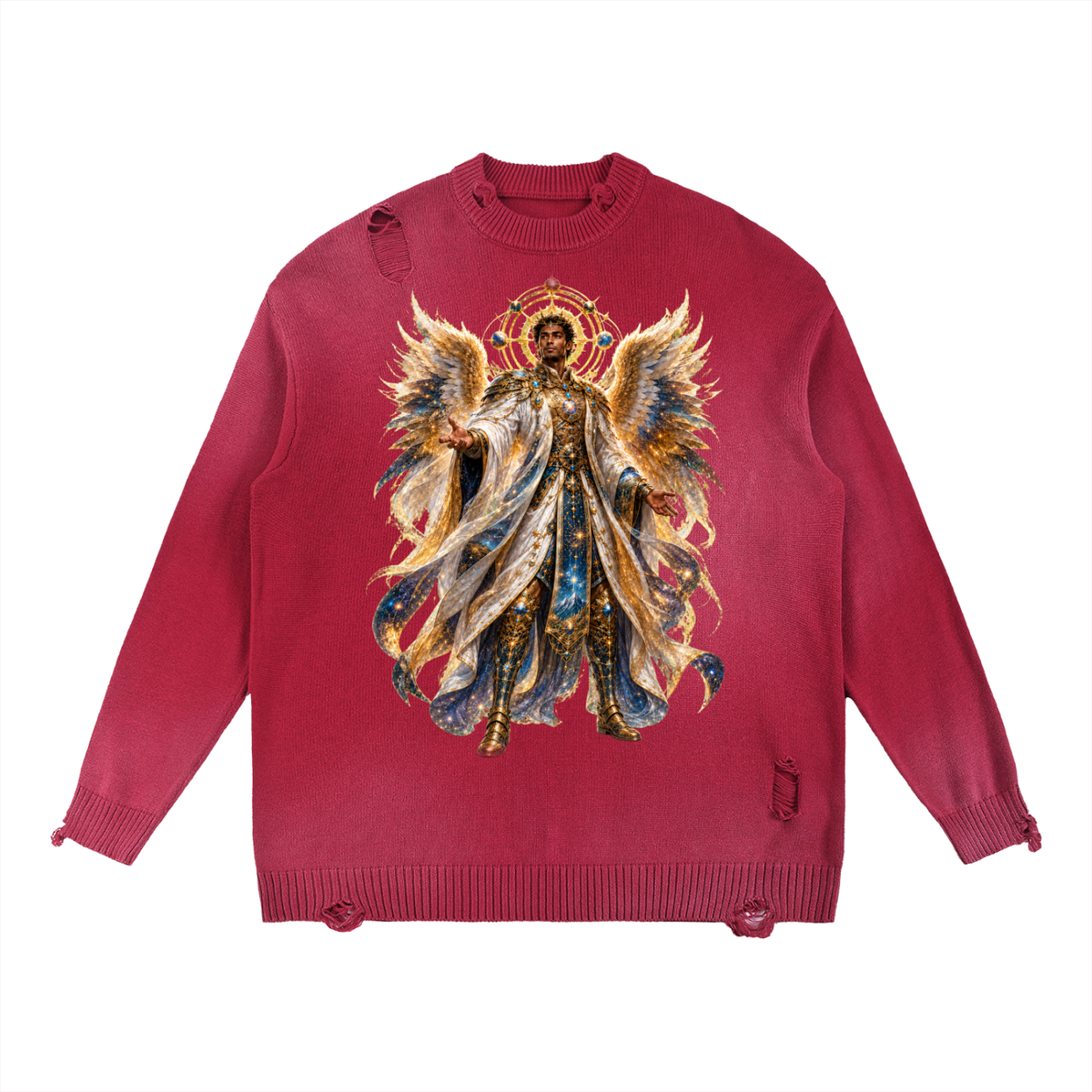 Jubilore "Principalities" Sun Fade Distressed Ripped Crewneck sweater
