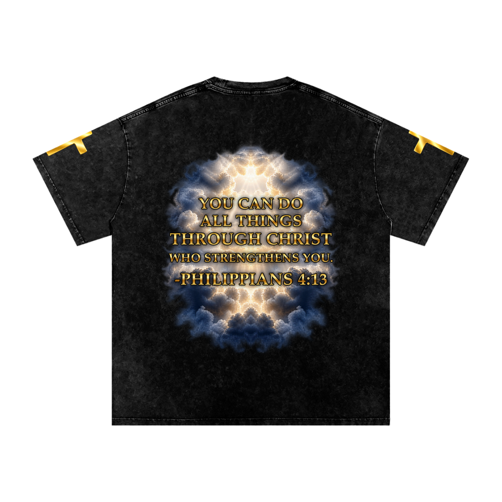 Jubilore "Christ Saves" Snow Washed Oversized Cotton T-Shirt