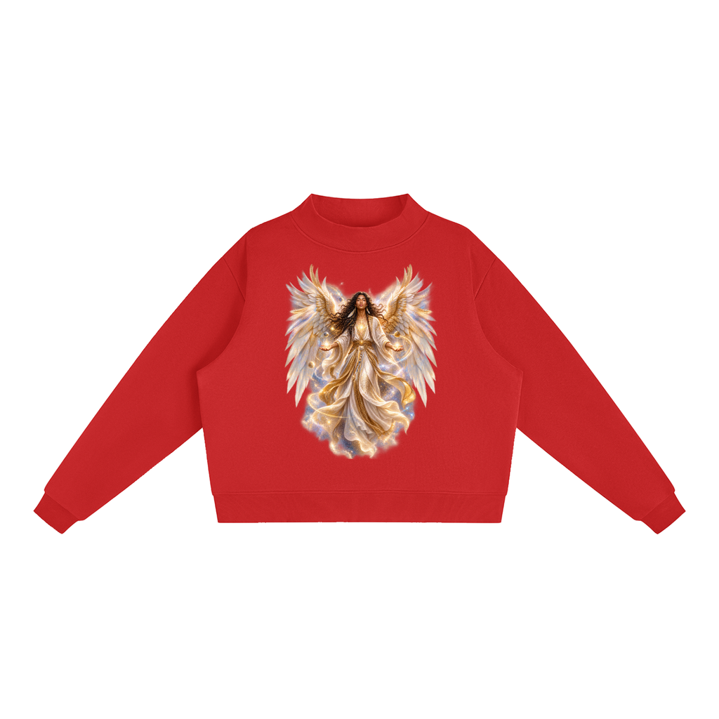 Jubiloré "Virtues" Essential Fleece Mock-Neck Crew Sweatshirt