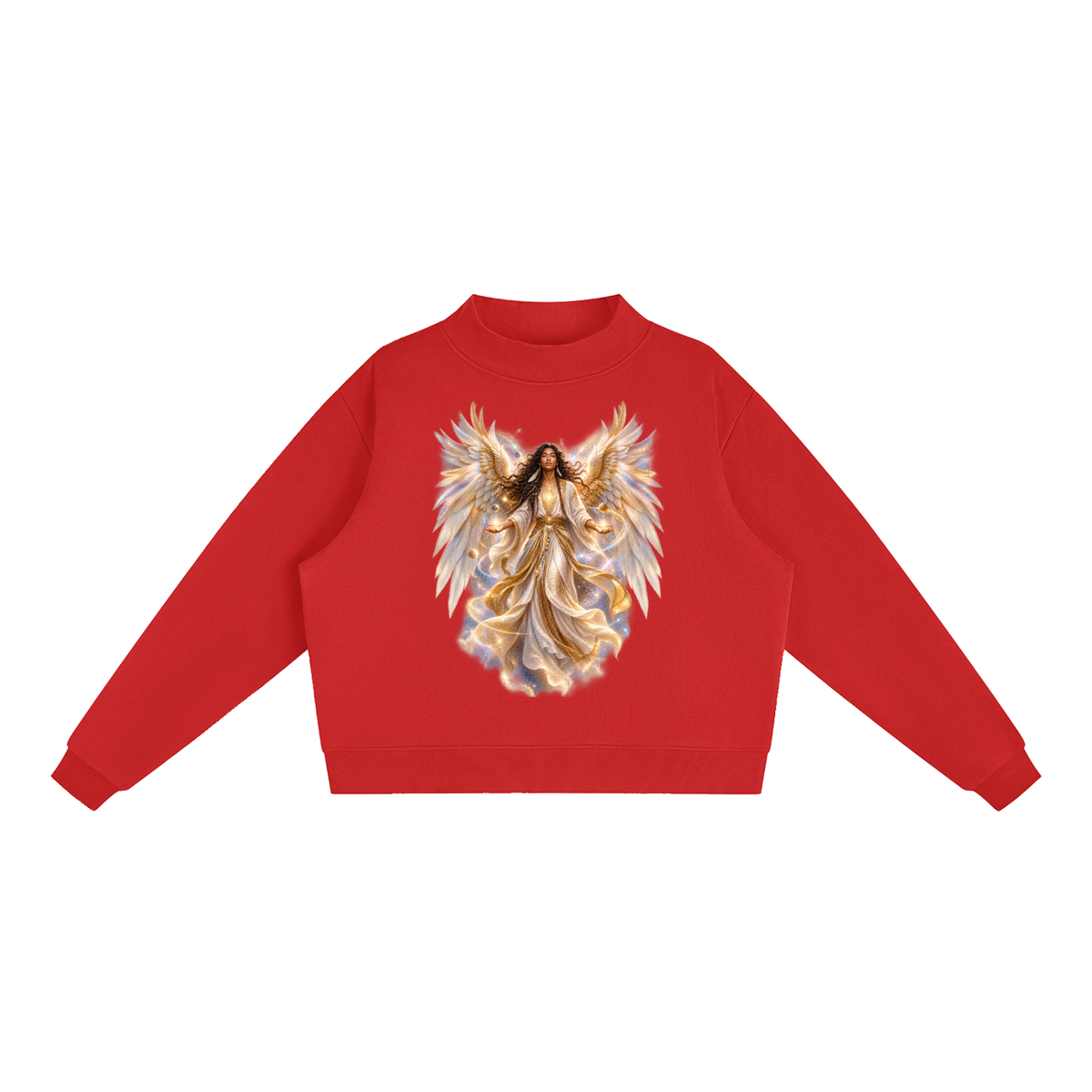 Jubiloré "Virtues" Essential Fleece Mock-Neck Crew Sweatshirt