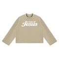 Jubilore Unisex Mock Neck Raw Edge Boxy Sweatshirt