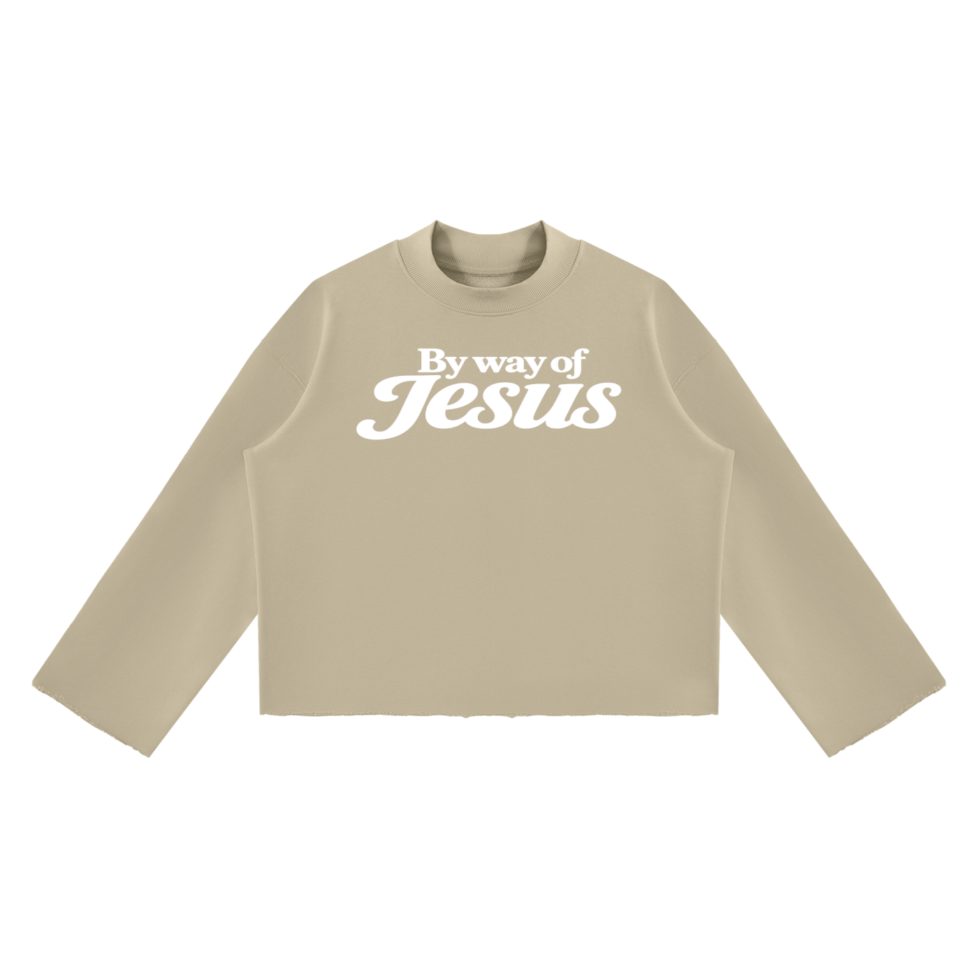 Jubilore Unisex Mock Neck Raw Edge Boxy Sweatshirt