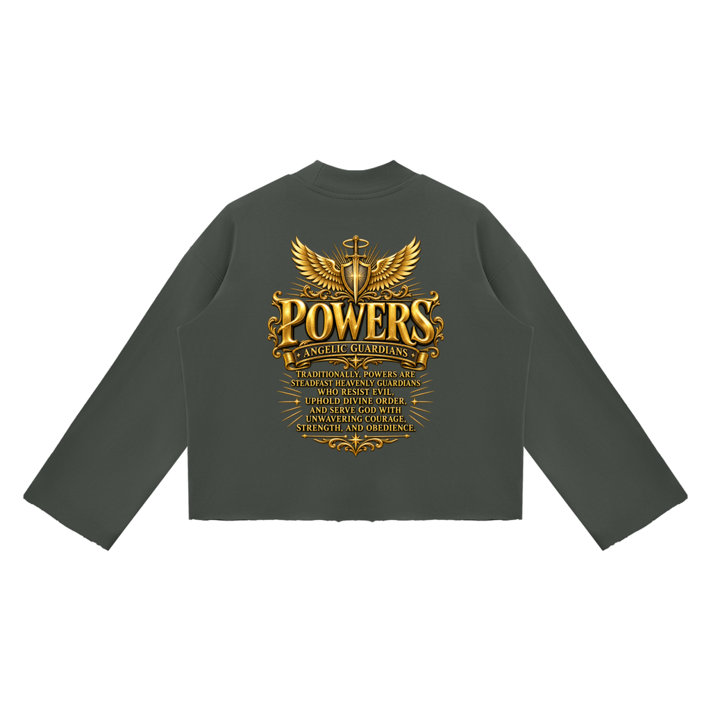 Jubilore "Powers" Unisex Mock Neck Raw Edge Boxy Sweatshirt