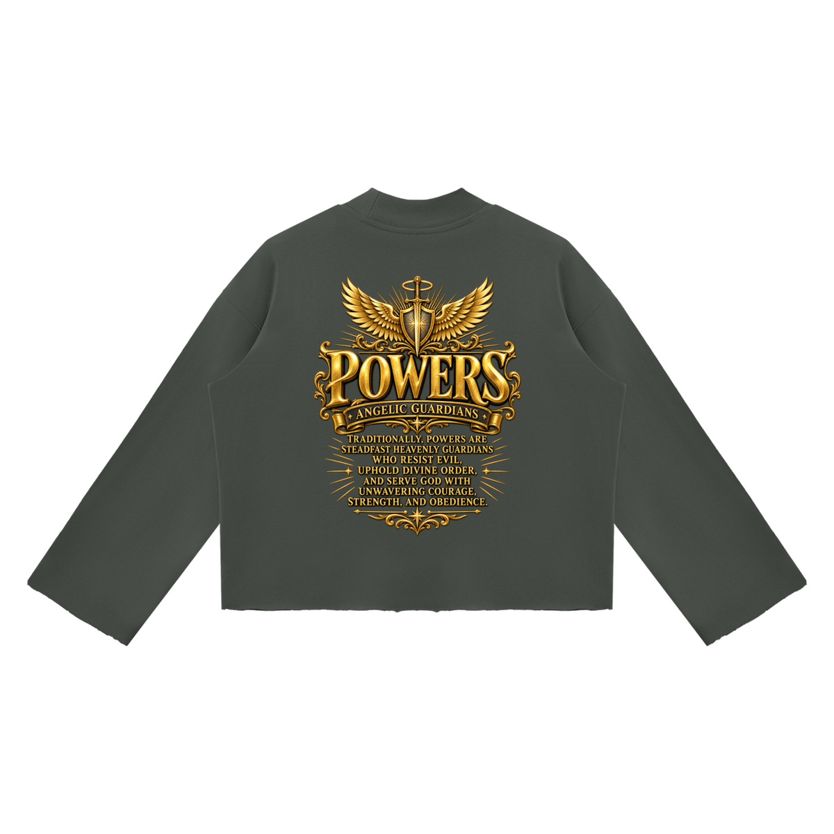Jubilore "Powers" Unisex Mock Neck Raw Edge Boxy Sweatshirt