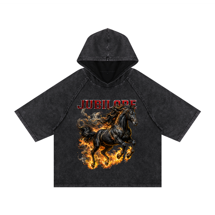 Jubilore Darkhorse Snow Washed Hooded Boxy T-Shirt