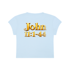 Jubiloré “Jesus Resurrects Lazarus” Women's Slim-Fit Cropped T-Shirt