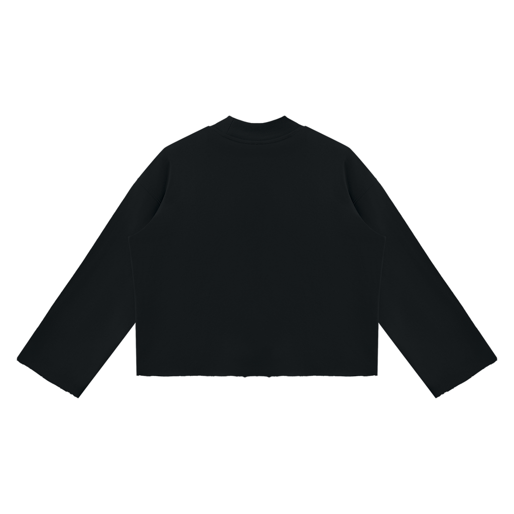 Jubilore Unisex Mock Neck Raw Edge Boxy Sweatshirt