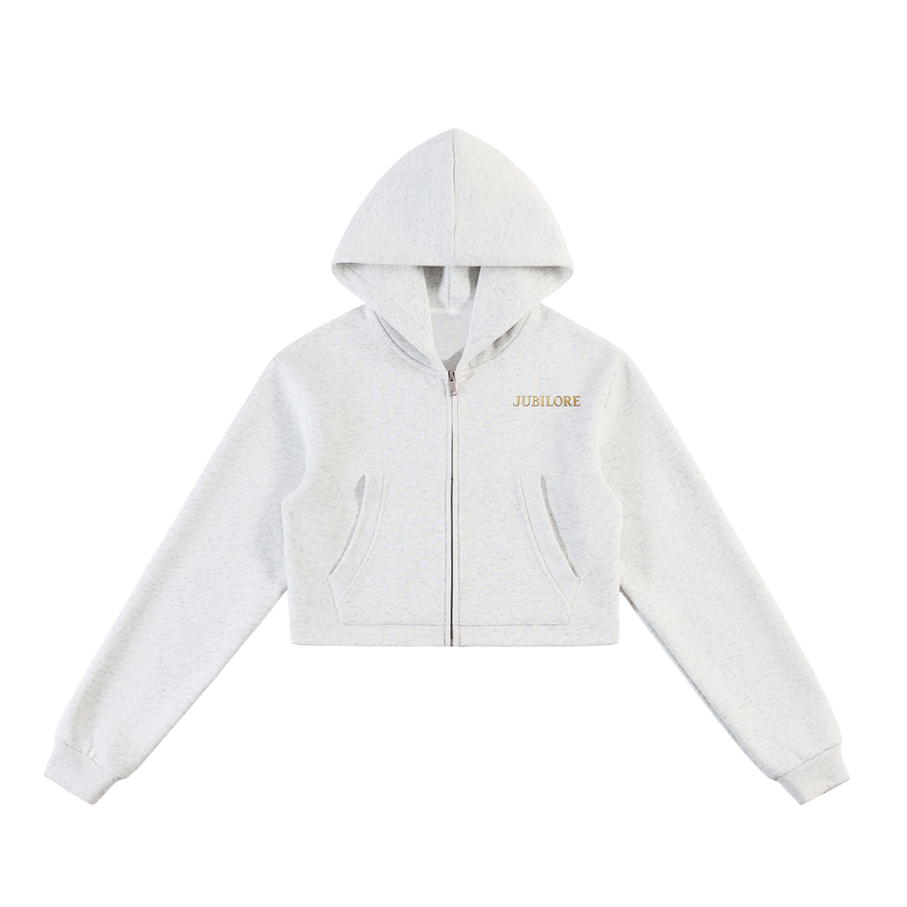 Jubiloré Essential Cropped Zip-Up Hoodie