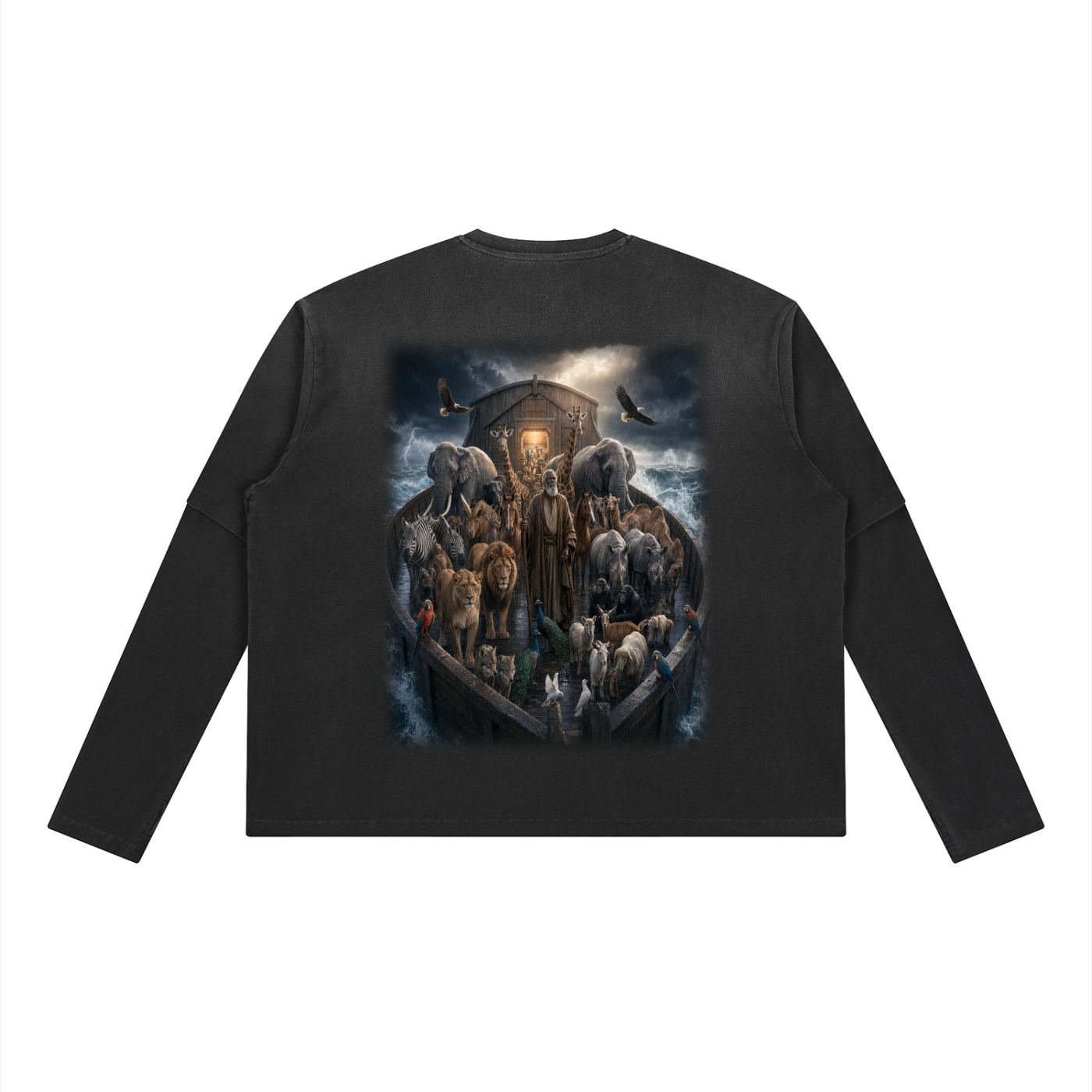 Jubilore "Noah" Unisex Vintage Wash Layered T-Shirt