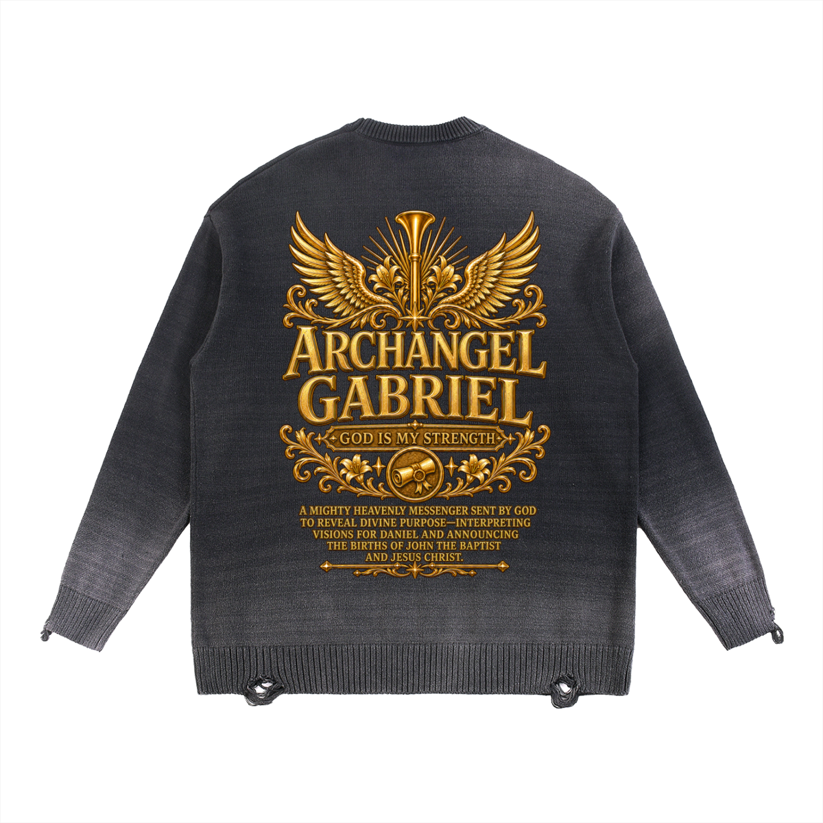 Jubilore "Gabriel" Sun Fade Distressed Ripped Crewneck sweater