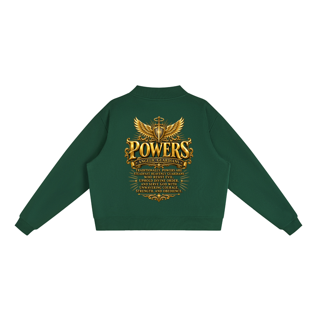 Jubiloré "Powers" Essential Fleece Mock-Neck Crew Sweatshirt