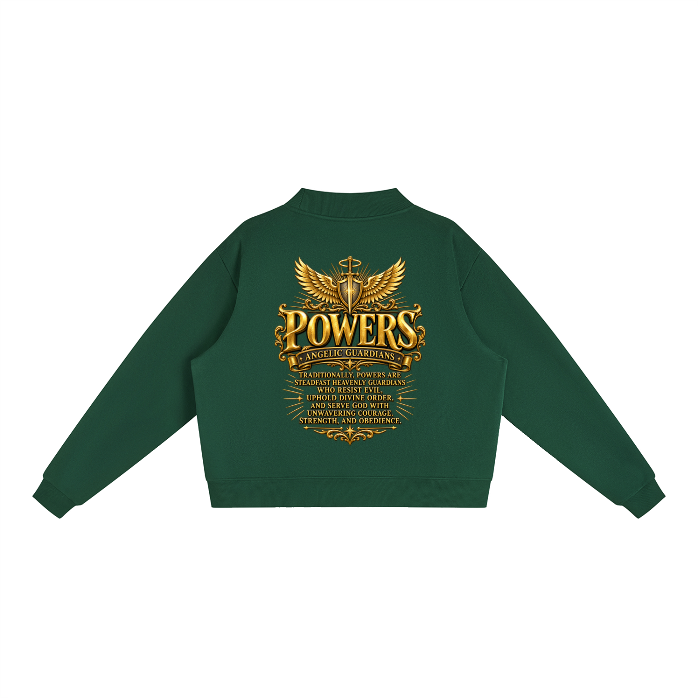 Jubiloré "Powers" Essential Fleece Mock-Neck Crew Sweatshirt