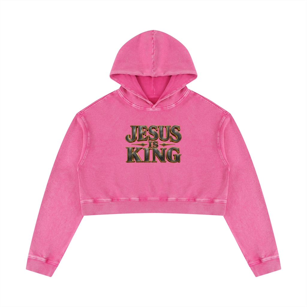 Jubiloré "JIK" Women’s Mineral Washed Crop Hoodie