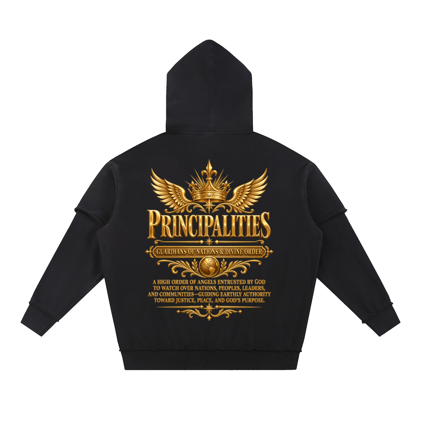 Jubilore "Principalities" Snow Washed Raw Edge Double Layered Hoodie