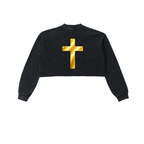 Jubiloré "BCA" Snow Washed Raw Edge Cropped Sweatshirt