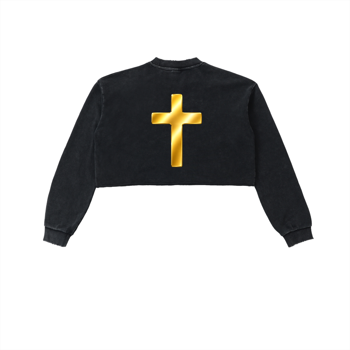 Jubiloré "BCA" Snow Washed Raw Edge Cropped Sweatshirt