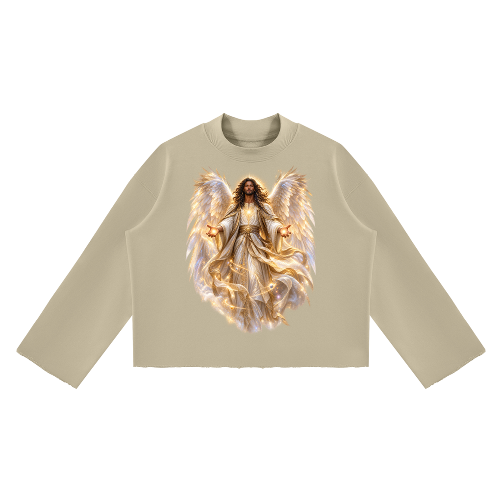 Jubilore "Virtues" Unisex Mock Neck Raw Edge Boxy Sweatshirt