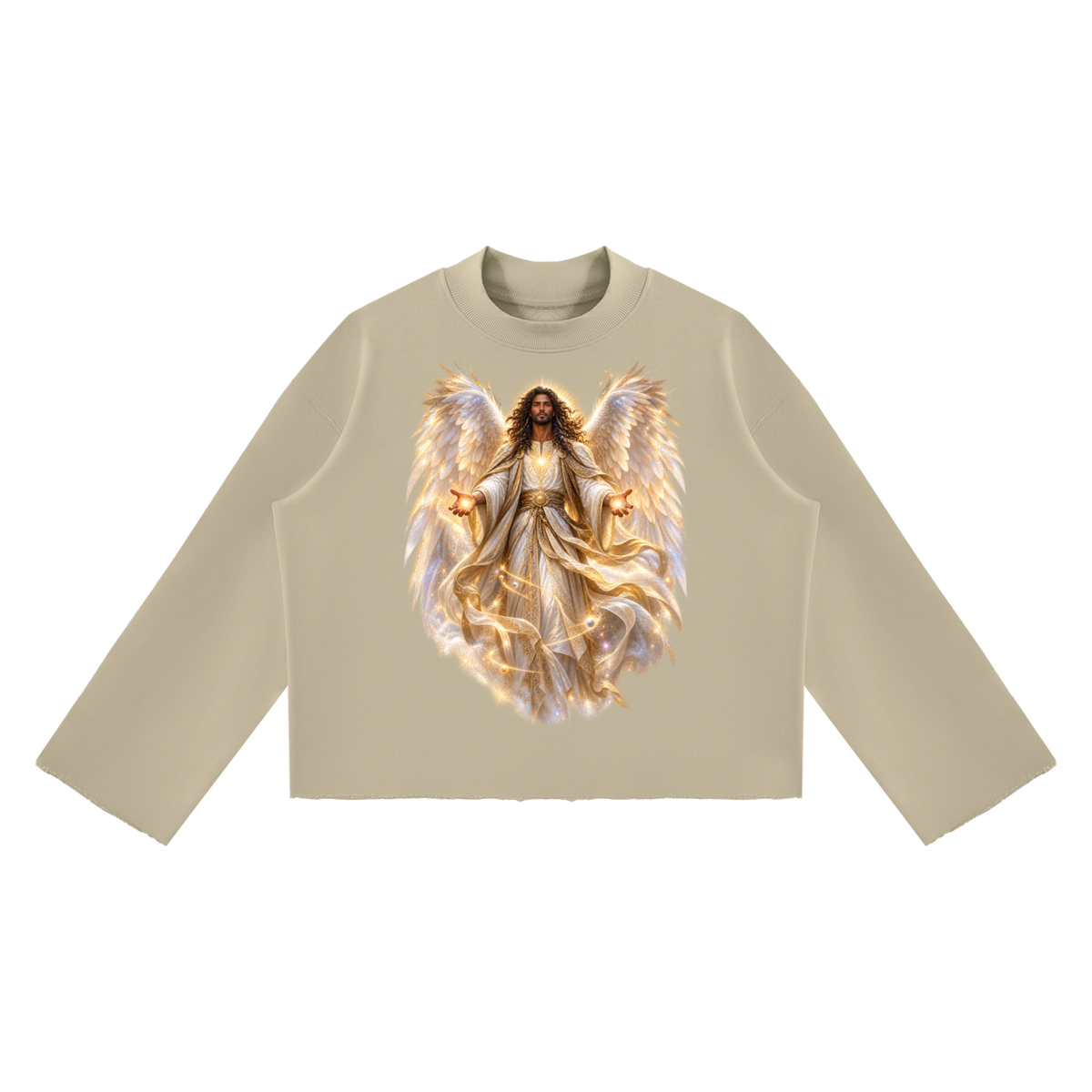 Jubilore "Virtues" Unisex Mock Neck Raw Edge Boxy Sweatshirt