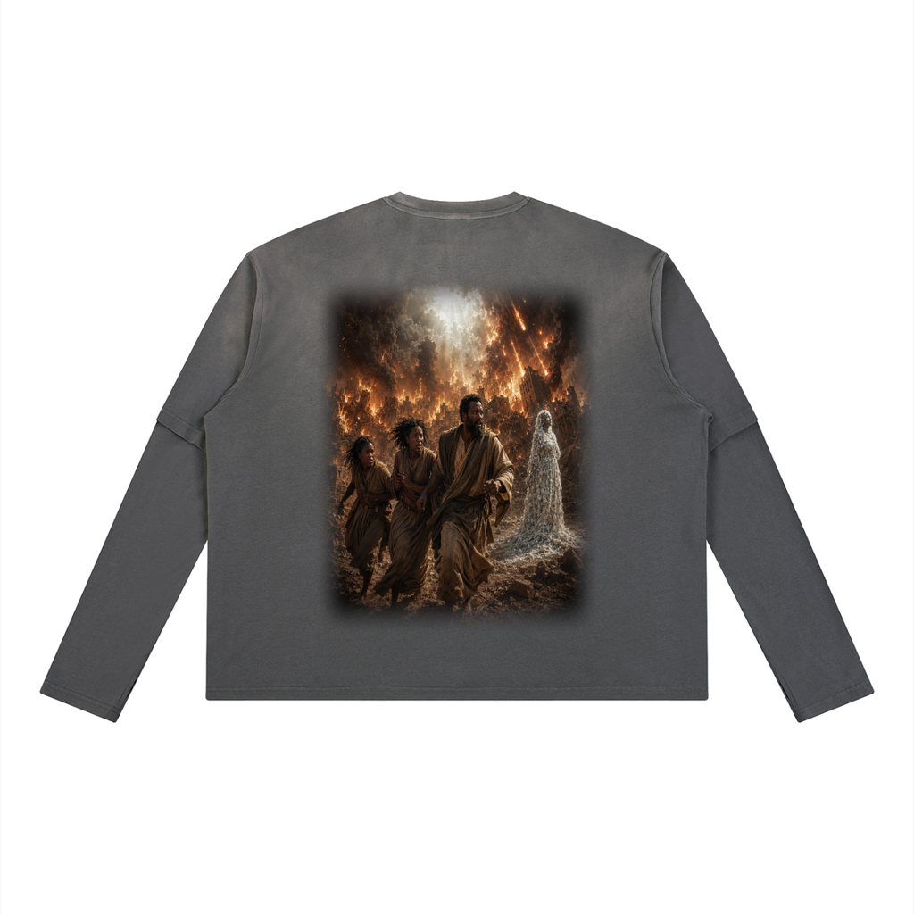 Jubilore "Sodom & Gomorrah" Unisex Vintage Wash Layered T-Shirt