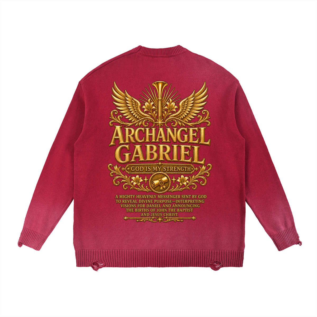 Jubilore "Gabriel" Sun Fade Distressed Ripped Crewneck sweater
