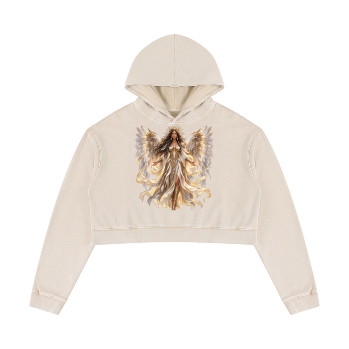 Jubiloré "Powers" Women’s Mineral Washed Crop Hoodie
