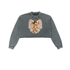 Jubiloré "Virtues" Snow Washed Raw Edge Cropped Sweatshirt