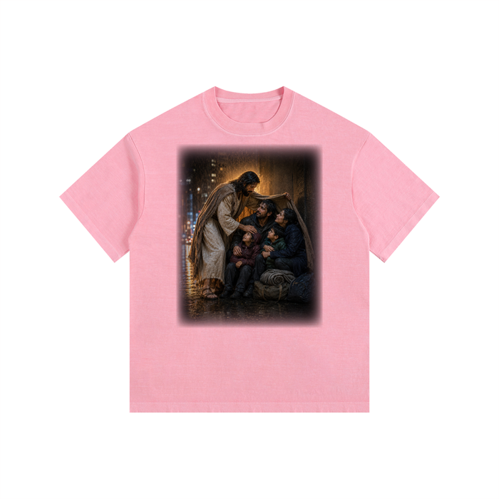 Jubilore "Christ Saves" Vintage Washed Oversized Cotton T-Shirt
