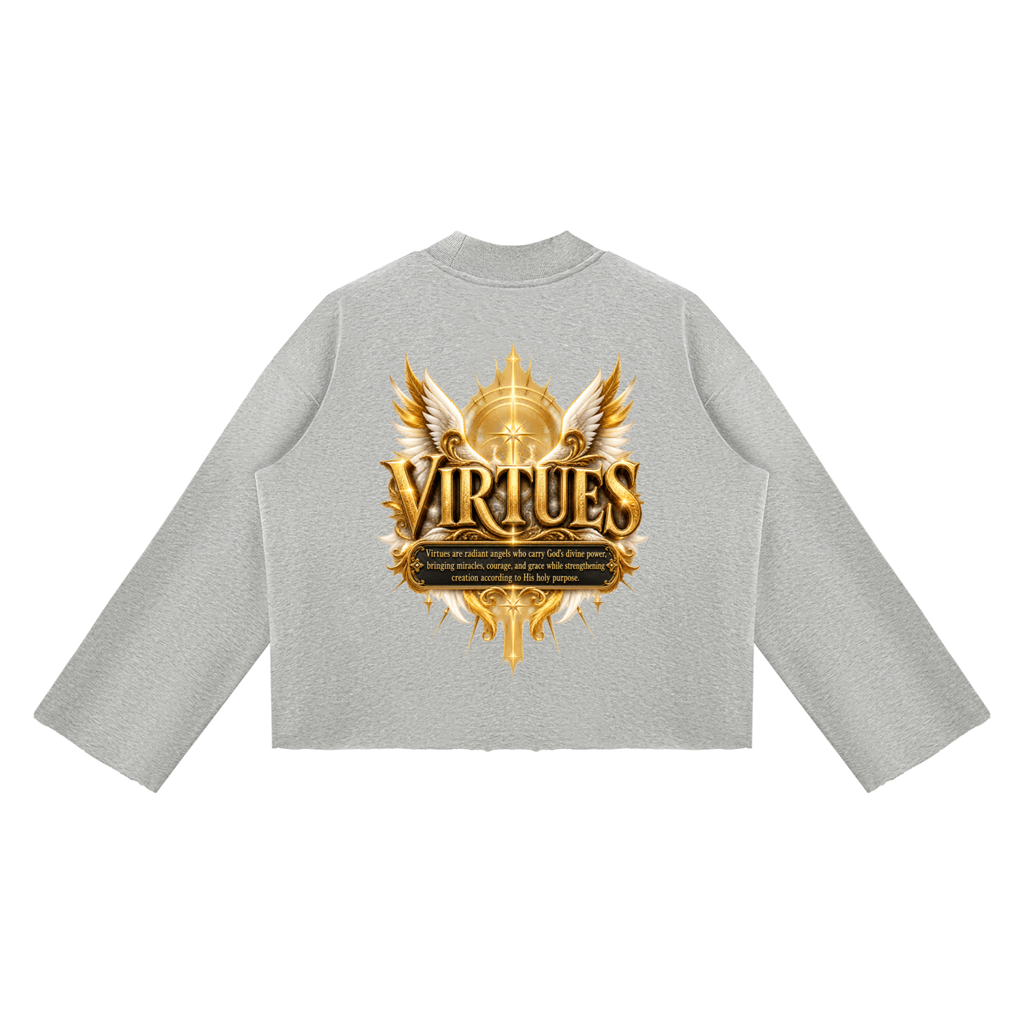 Jubilore "Virtues" Unisex Mock Neck Raw Edge Boxy Sweatshirt