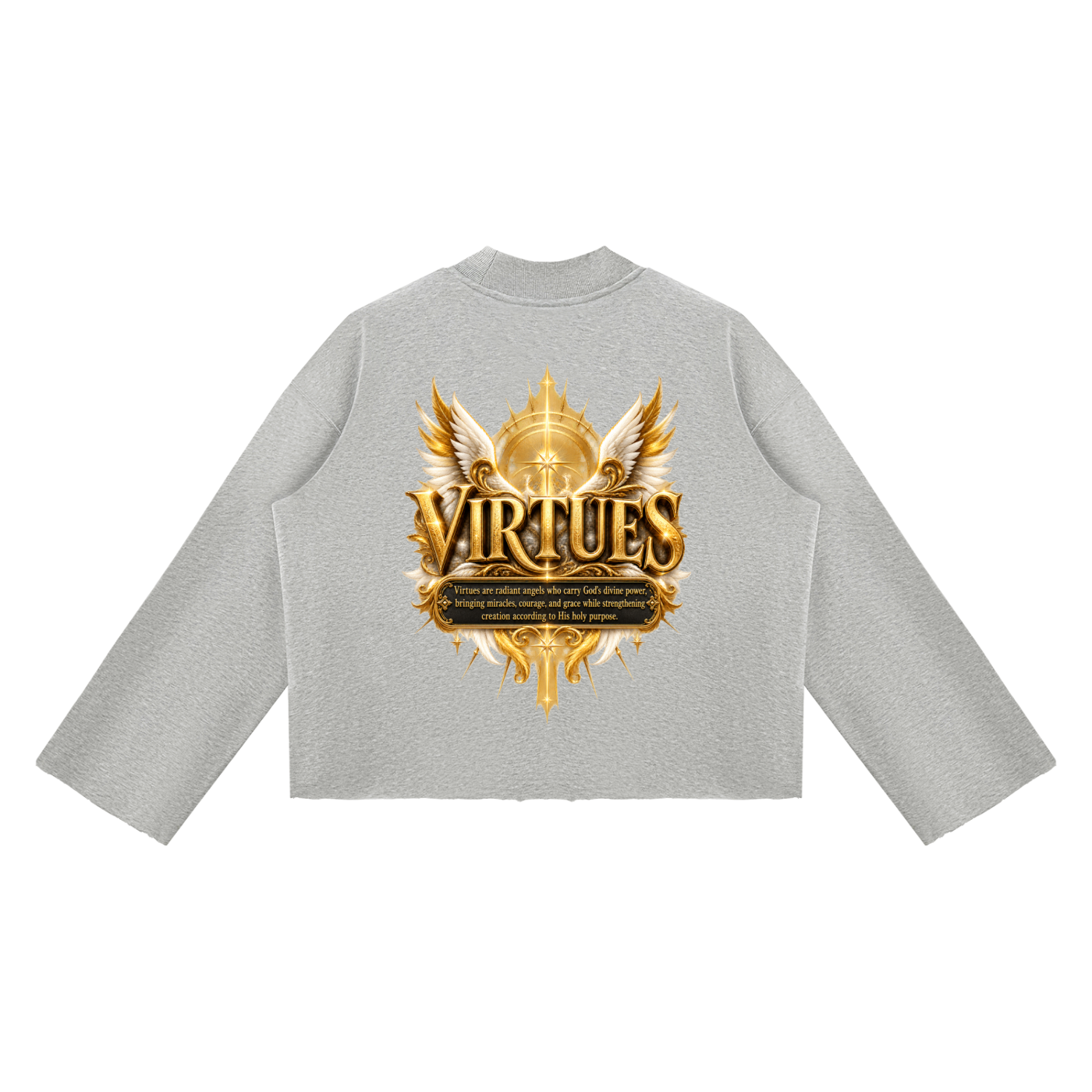Jubilore "Virtues" Unisex Mock Neck Raw Edge Boxy Sweatshirt