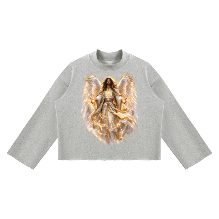 Jubilore "Virtues" Unisex Mock Neck Raw Edge Boxy Sweatshirt