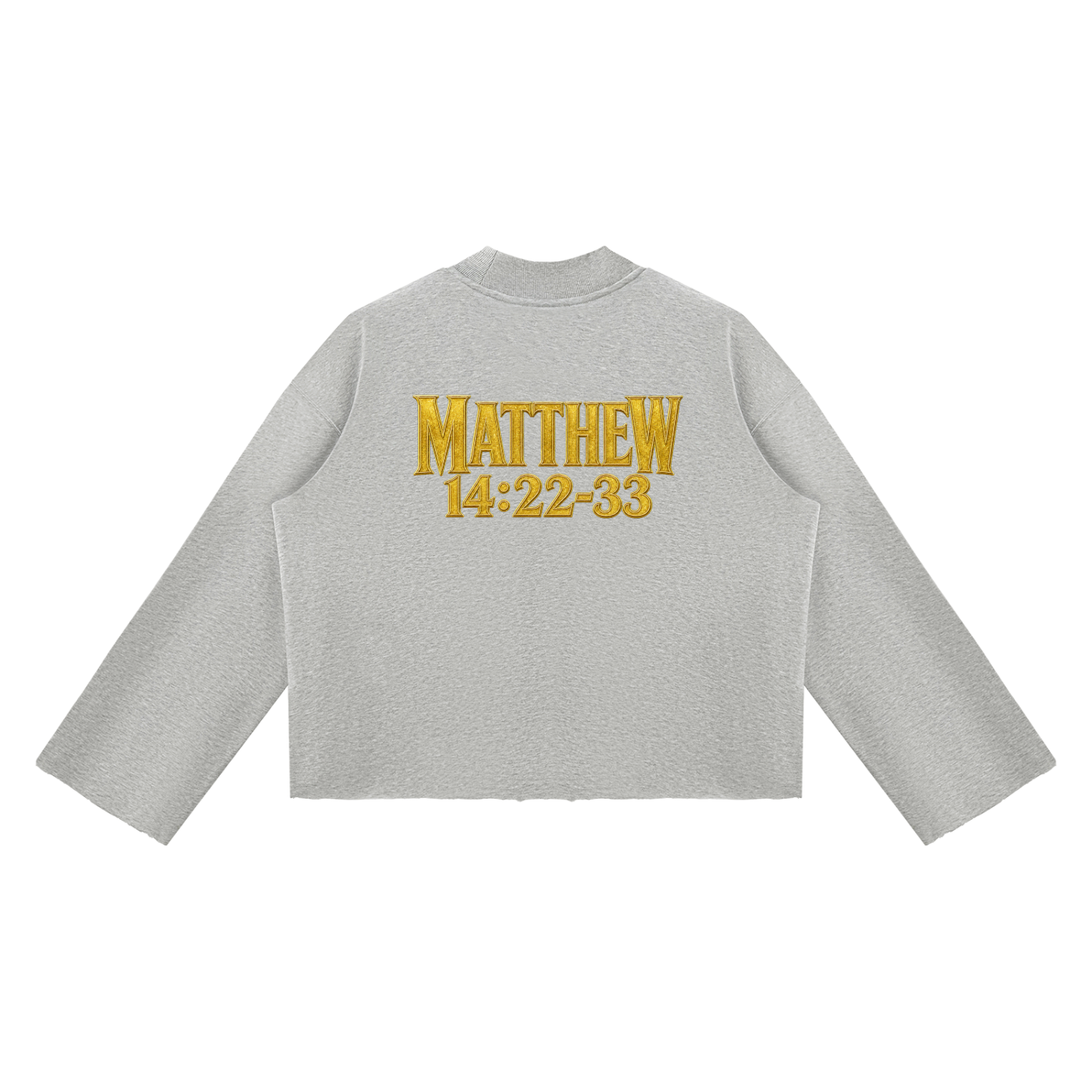 Jubilore "Jesus Walks On Water" Unisex Mock Neck Raw Edge Boxy Sweatshirt