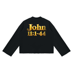Jubiloré “Jesus Resurrects Lazarus” Unisex Mock Neck Raw Edge Boxy Sweatshirt