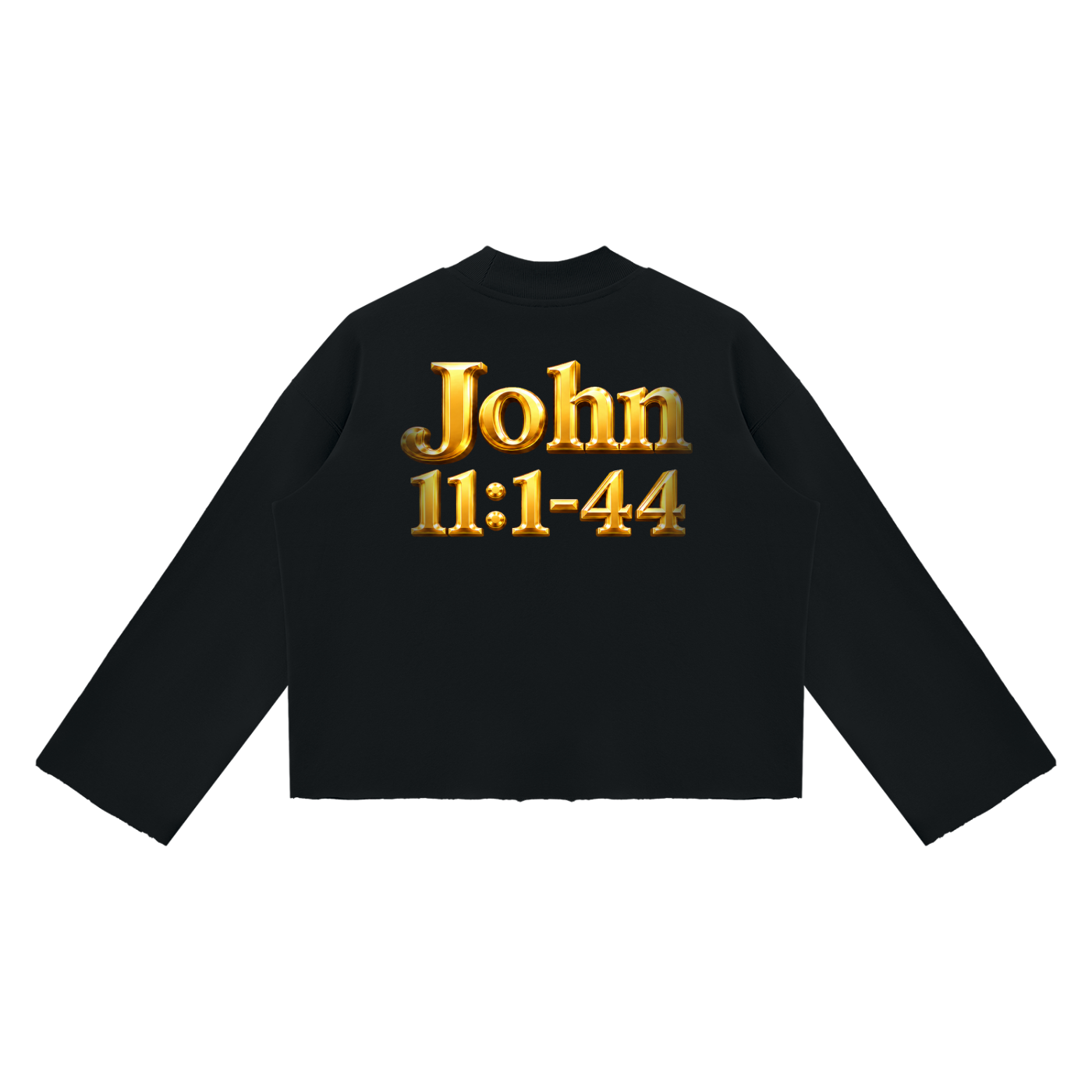 Jubiloré “Jesus Resurrects Lazarus” Unisex Mock Neck Raw Edge Boxy Sweatshirt