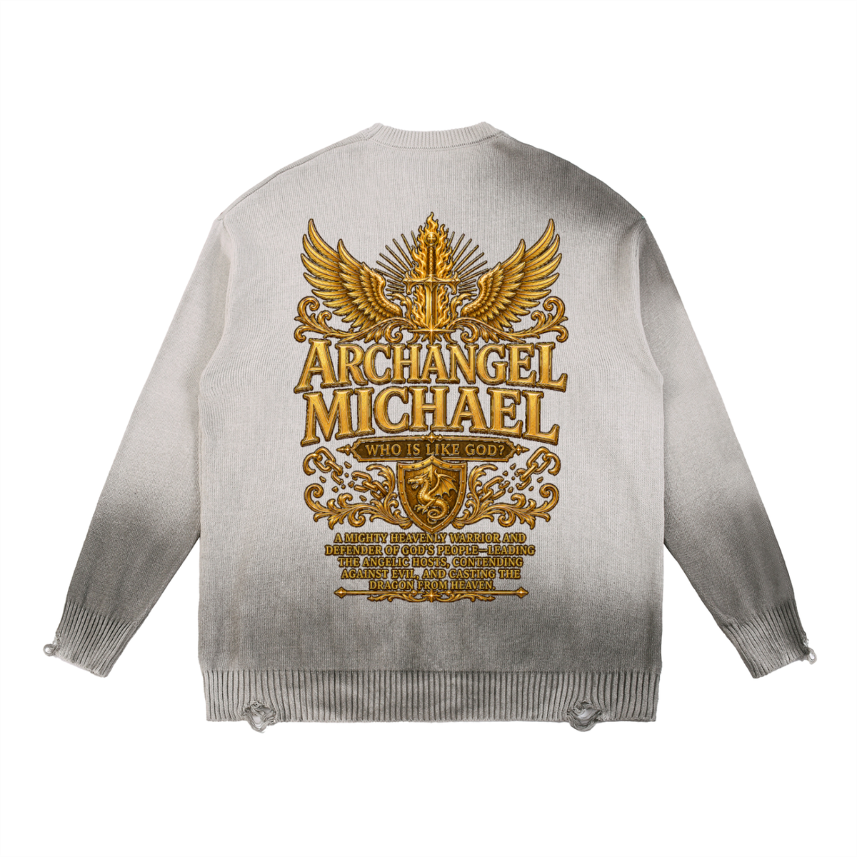 Jubilore "Michael" Sun Fade Distressed Ripped Crewneck sweater
