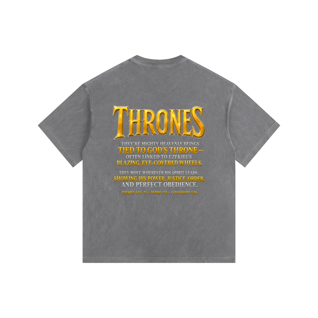 Jubilore Thrones Vintage Washed Oversized Cotton T-Shirt