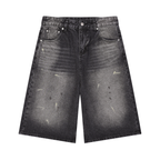 Jubilore Men’s Vintage Wash Wide Leg Denim Shorts