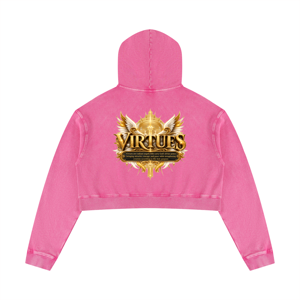 Jubiloré "Virtues" Women’s Mineral Washed Crop Hoodie