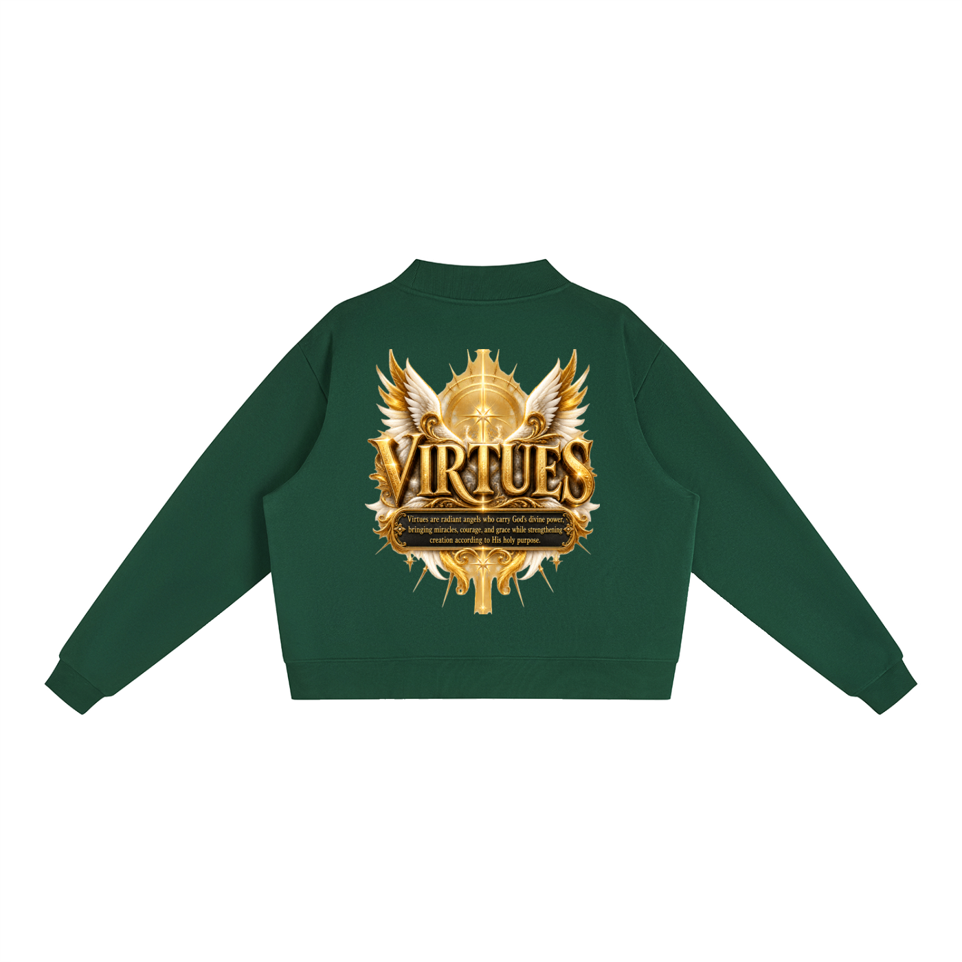 Jubiloré "Virtues" Essential Fleece Mock-Neck Crew Sweatshirt