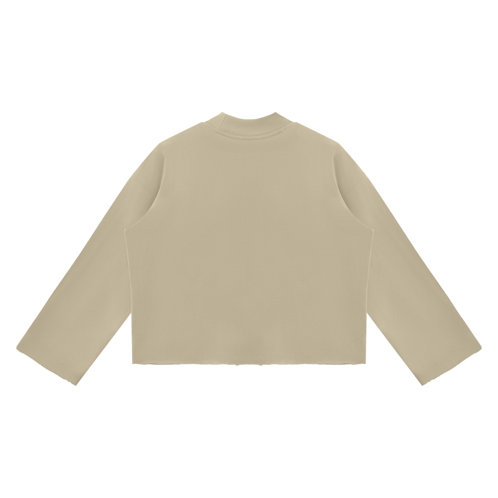 Jubilore Unisex Mock Neck Raw Edge Boxy Sweatshirt
