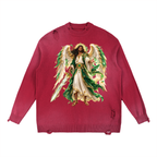 Jubilore "Raphael" Sun Fade Distressed Ripped Crewneck sweater