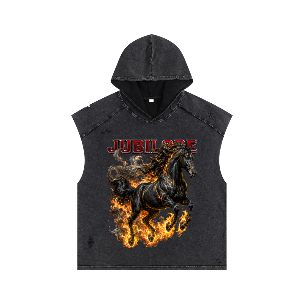 Jubilore Darkhorse Snow Washed Boxy Hooded Tank Top