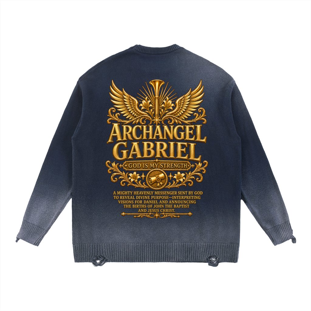 Jubilore "Gabriel" Sun Fade Distressed Ripped Crewneck sweater