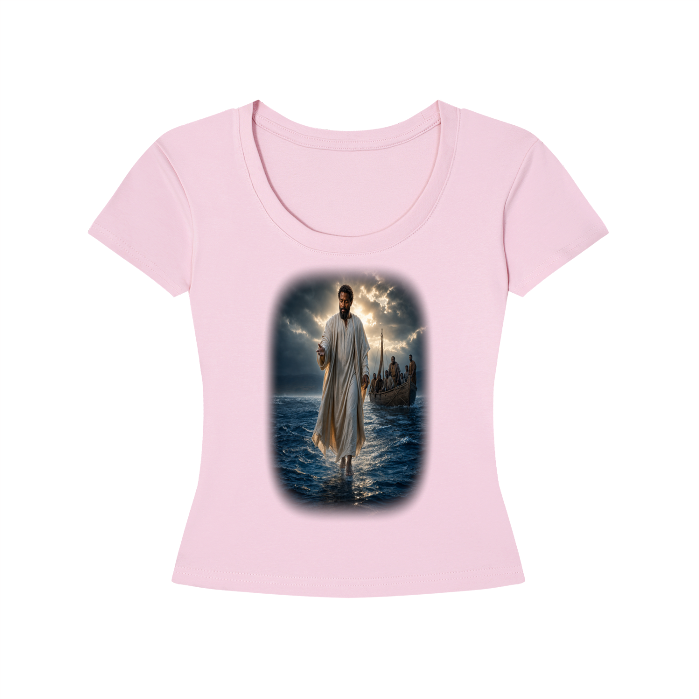 Jubiloré "Jesus Walks On Water" Women's Longline Slim-Fit T-Shirt