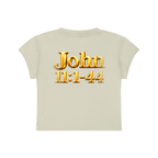 Jubiloré “Jesus Resurrects Lazarus” Women's Slim-Fit Cropped T-Shirt