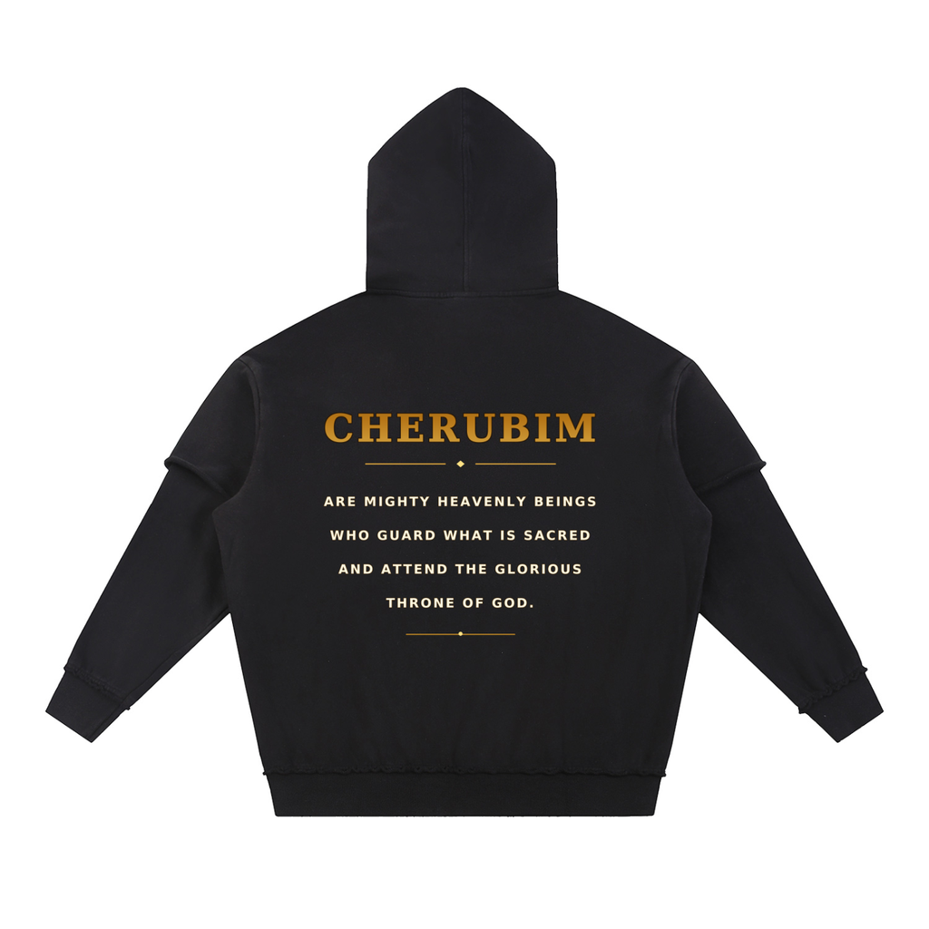 Jubilore Cherubim Snow Washed Raw Edge Double Layered Hoodie